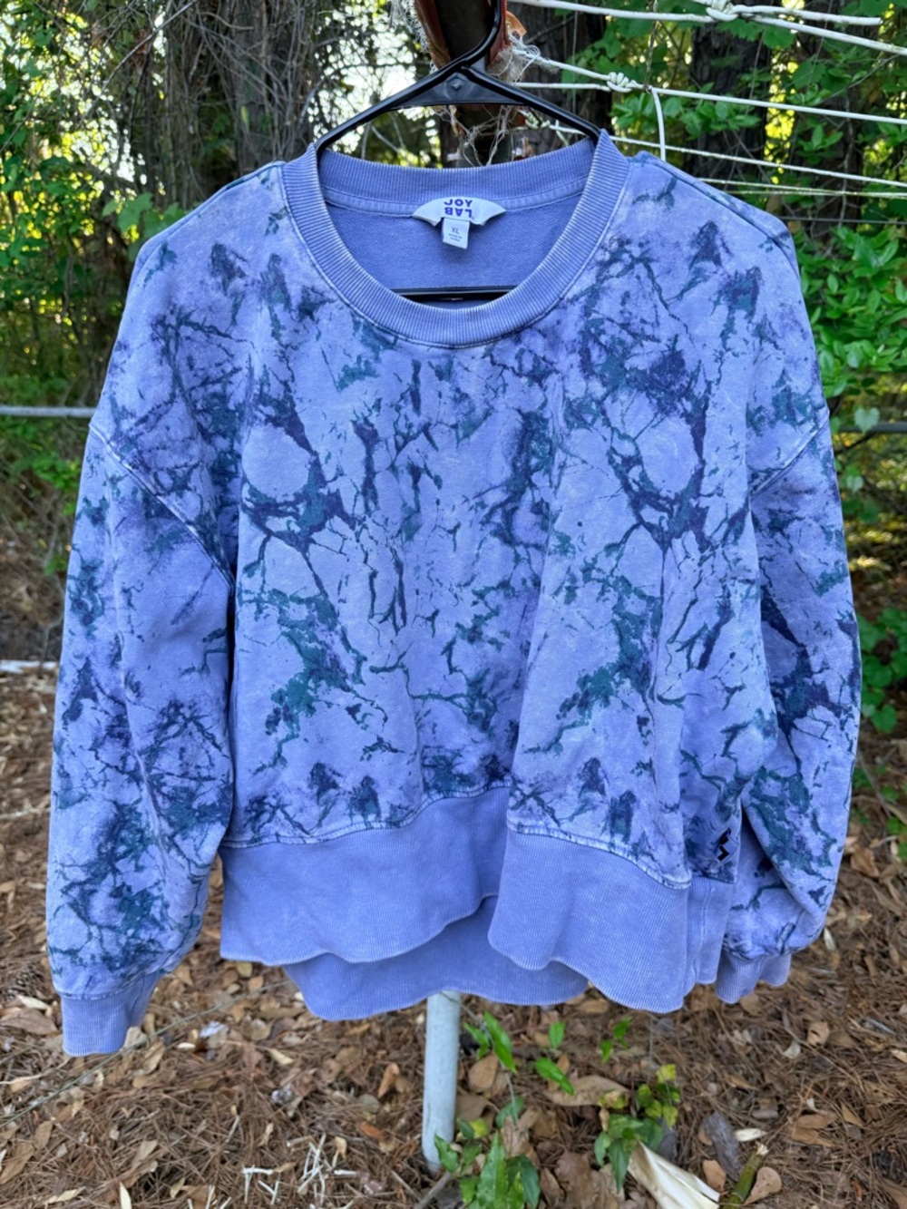 JoyLab Blue and Green Tie-Dye Crewneck Sweatshirt